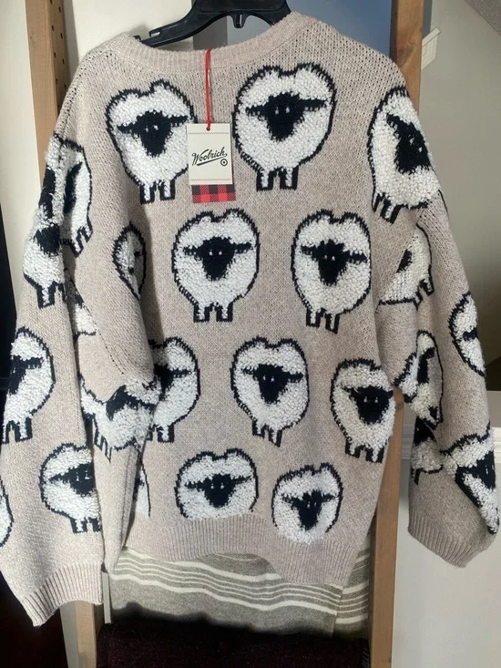 Woolrich and Target Beige Crewneck Sweater with Black and White Sheep Motif - Picture 2 of 5